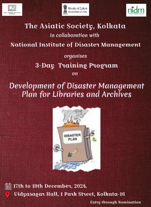 Training Program on the Development of Disaster Management Plan for Libraries and Archives